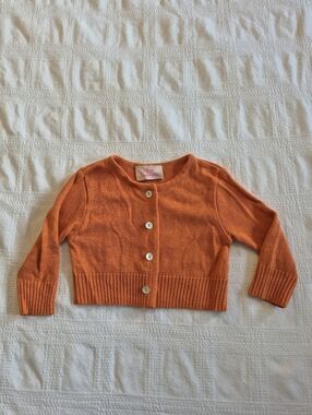 Plum Pudding girls 3-6 months orange cardigan, content tags removed EUC